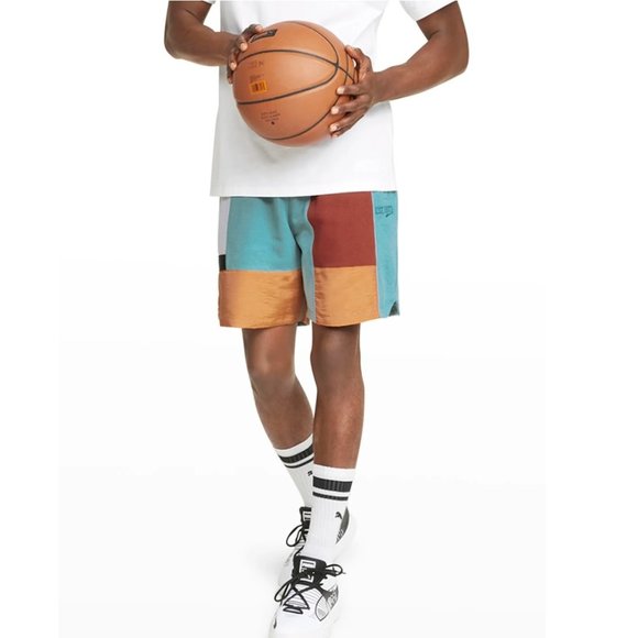 Puma Signature Men's Basketball Colorblock Shorts Drawstring Elastic Waist Blue - Picture 4 of 7